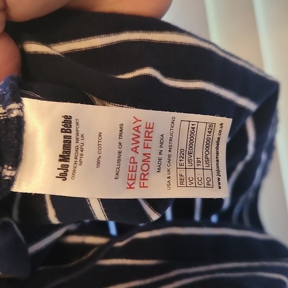 JoJo Maman Bebe Navy and White Striped Dress - Picture 3 of 4